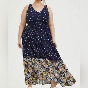 Torrid sleeveless floral maxi dress sz 1 (14/16)